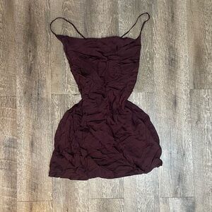 H&M Plum Satin Slip Dress | Minimal Streetwear / Layering Piece (M)